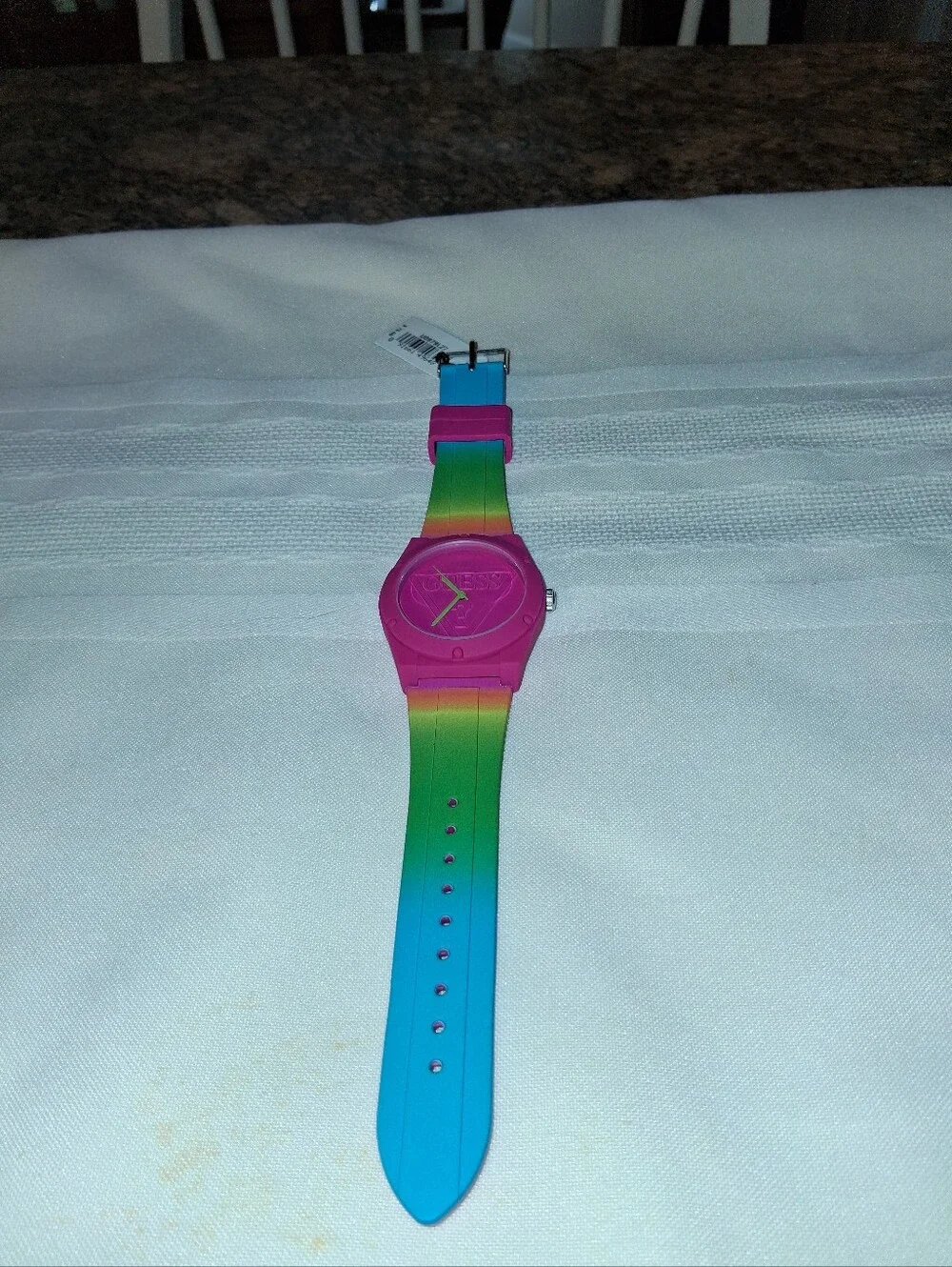 Guess NWT Pink & Rainbow Gradient Silicone Fashion Watch